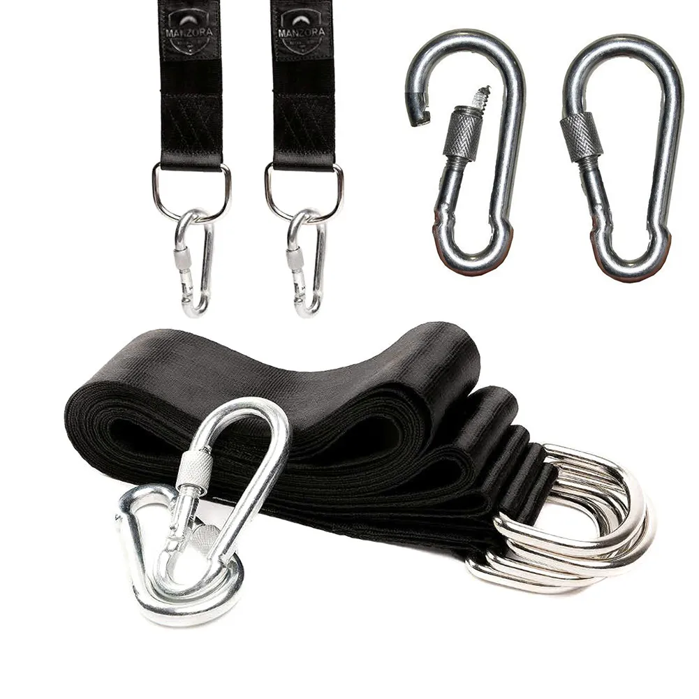 

Tree Swing Hanging Kit Two Tree Straps with Safer Lock Snap Carabiners for Swings Hammocks YS-BUY