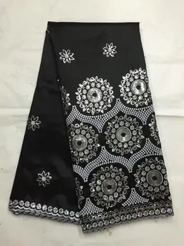 

Special Design Gold Sequins George Lace Fabric High Quality Silk Lace With Embroidered 5 Yards/lot African George Fabrics