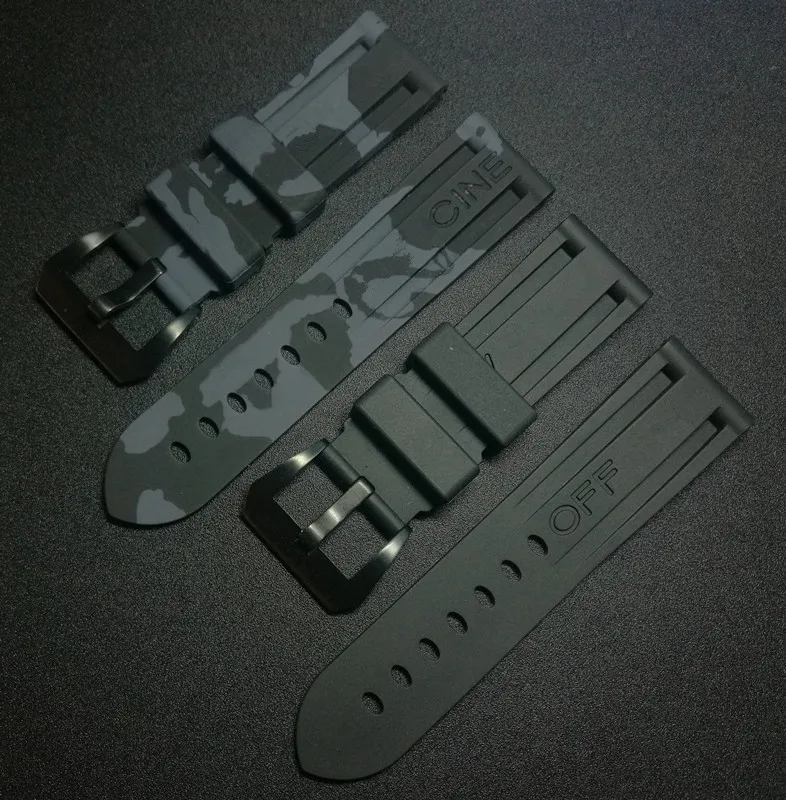

Top quality 22mm 24mm Camo Gray black Silicone Rubber watchband For Panerai strap for PAM111 Watch band Bracelet logo free tools