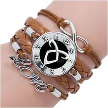 QiYuFang la ciudad de instrumentos mortales de brazalete con forma de huesos Vintage angelical de Runas de los cazadores de sombras pulsera para hombres y mujeres