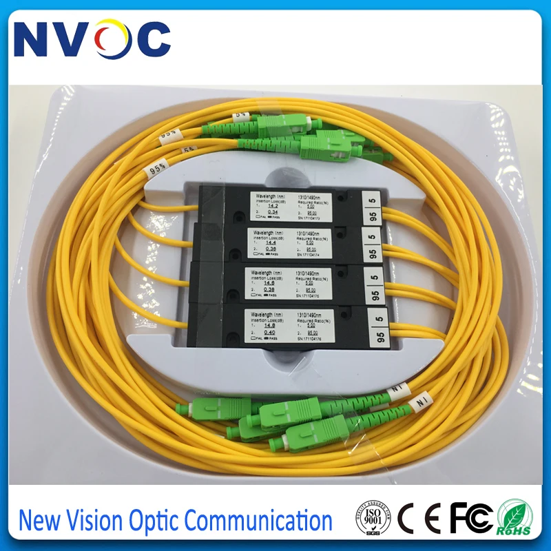 5/95 1X2 FBT оптоволоконный соединитель SM двойное окно 1490/1550 2 0 мм 1 м ABS Упаковка: 90*20*10
