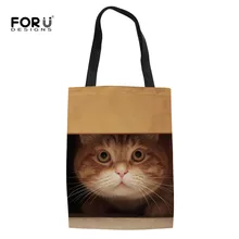 FORUDESIGNS/сумки для покупок с кошками льняные для женщин Дорожные холщовые милые домашние собаки сумки с верхней ручкой повседневные женские сумки