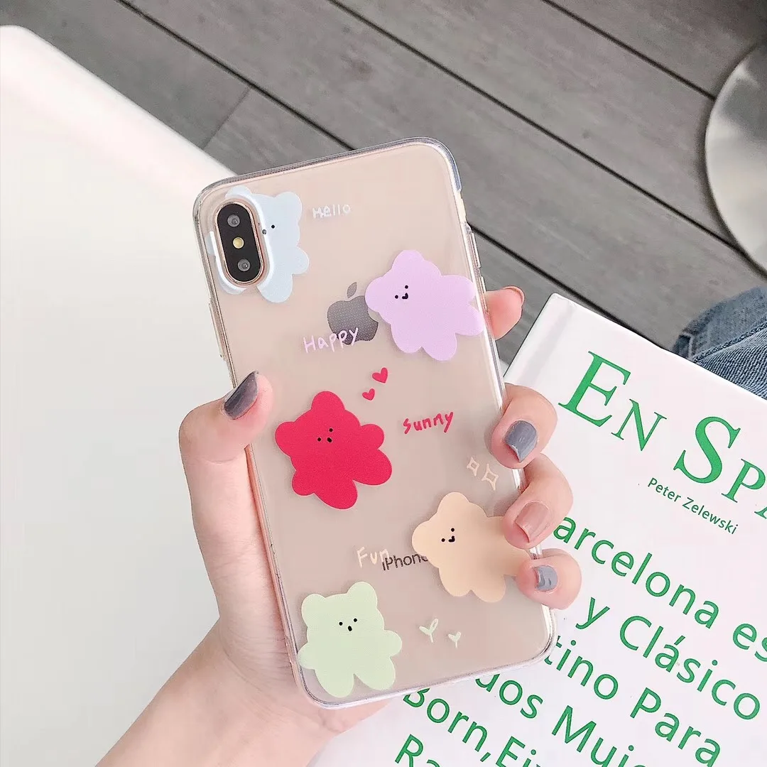 INS Korea cute candy bear phone case For iphone Xs MAX XR X 6 6s 7 8 plus super fire net red clear soft TPU back cover Fundas INS Korea cute candy bear phone case For iphone Xs MAX XR X 6 6s 7 8 plus super fire net red clear soft TPU back cover Fundas