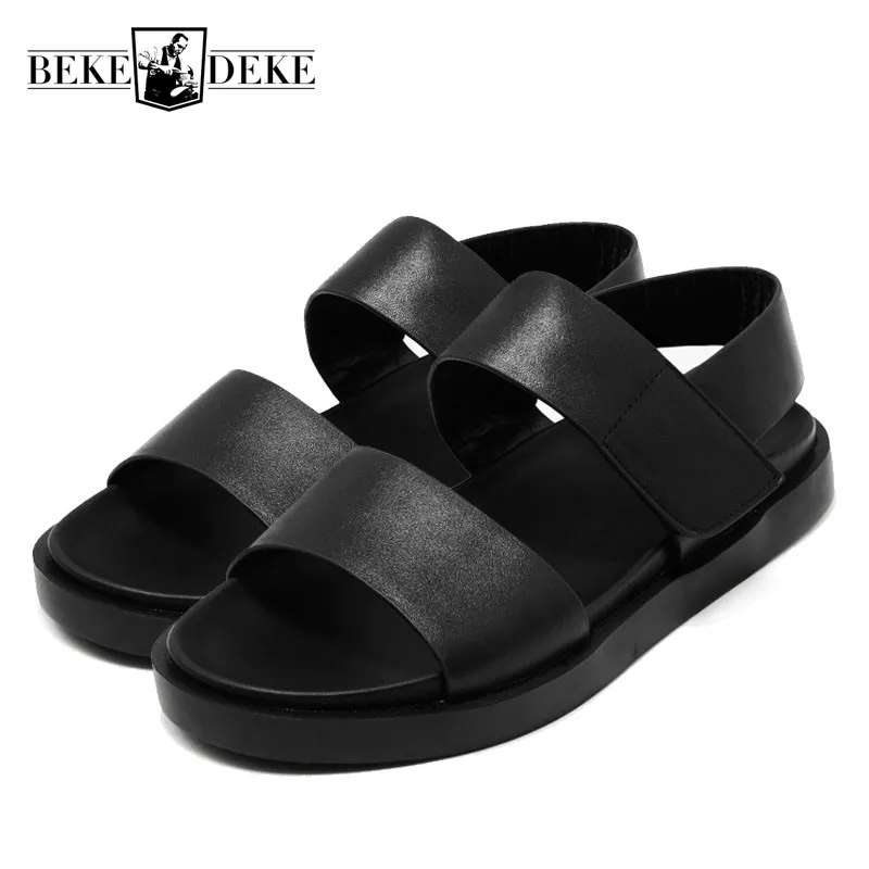 

Summer Thick Sole Platform Sandals Men Top Quality Beach Leisure Breathable Leather Sandals 2019 New Fashion Rome Shoes Men