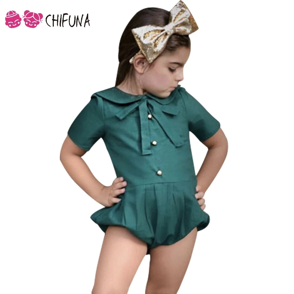 chifuna Fashion 2017 Infant Bodysuit Solid Toddler Jumpsuit with Bow