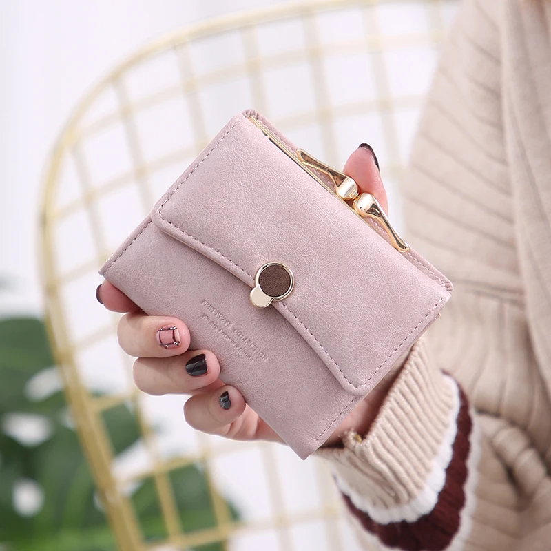 

JI HAO Fashion Brand PU Leather Short Women Wallets and purses Girls Cute Money Bag Mini Coin Purse Card Holder Small Wallet