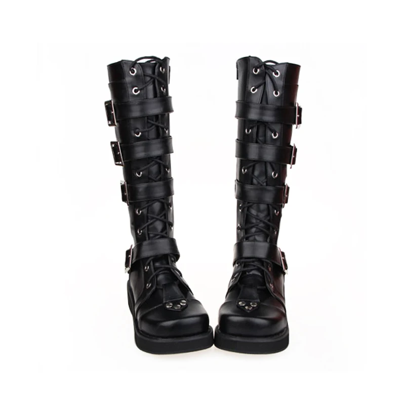 Angelic imprint mori girl/Женская обувь; женские мотоциклетные Женские ботинки в стиле Лолиты в стиле панк; туфли-лодочки на танкетке на низком каблуке; обувь на платформе с пряжкой; Размеры 33-47