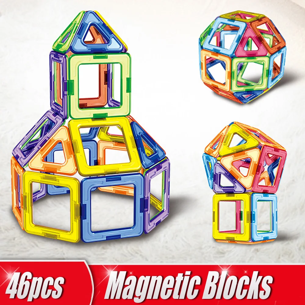 46pcs Set Magnetic Blocks Creative Building Blocks 3D Magnetic Designer Construction Set DIY Educational Kids font