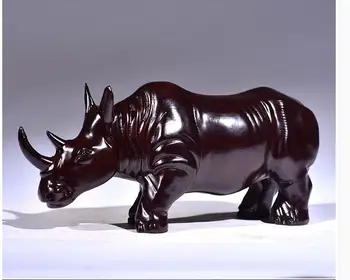 

Rhinoceros ornaments carved in ebony Bovine spirit soars Rhinoceros sky solid wood Animal home decoration mahogany craft gifts