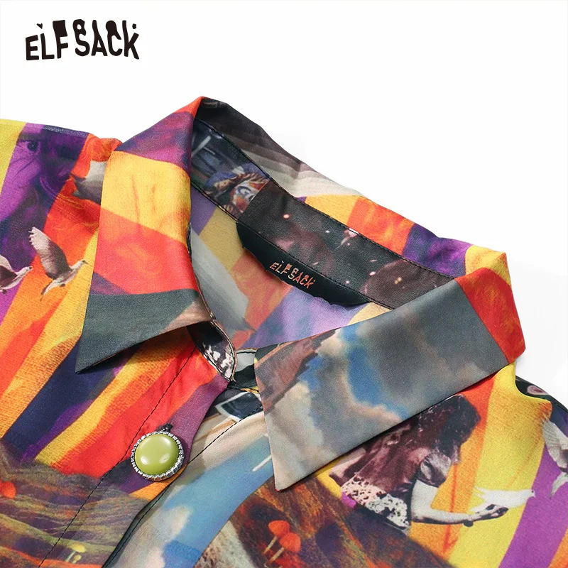 ELFSACK в горошек ретро винтажная шифоновая блузка рубашка женские топы Осенняя женская уличная одежда повседневные Большие женские блузки