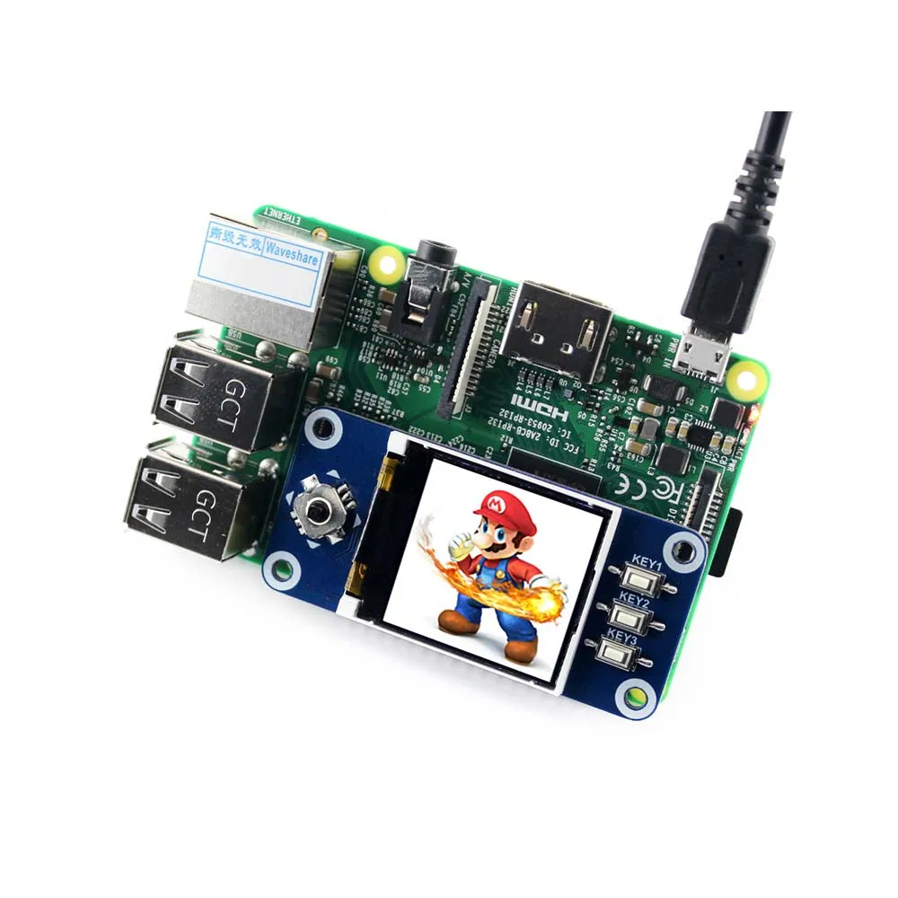 1 44 дюймовый ЖК дисплей шляпа для Raspberry Pi 2B/3B/3B +/Zero W 128x128 пикселей SPI интерфейс ST7735S