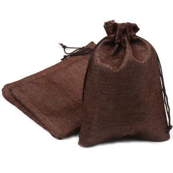 

50pcs Coffer Plain linen Jute Bag 13x18cm Drawstring Jewelry Package Bag Gift Cute Wedding Candy Gift Packaging Pouches H0488