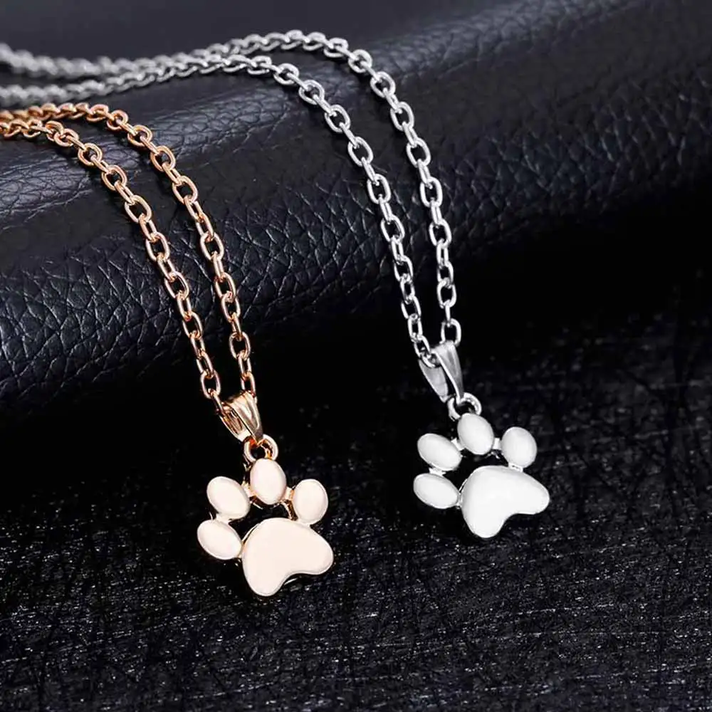 

FAMSHIN Fashion Cute Pets Dogs Footprints Paw Chain Pendant Necklace Necklaces & Pendants Jewelry for Women Sweater Necklace