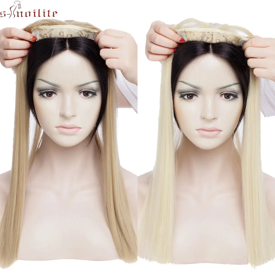 

S-noilite 17" Synthetic Hair Extensions One Piece Long Straight Hair Natural Hair Clip in Women Hairpiece Brown 120g