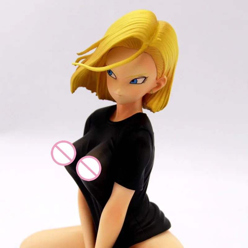 1/6 масштаб Dragon Ball Z блеск гламуры Android 18 на коленях черная Сексуальная футболка Смола GK модель фигурка коллекция аниме фигурки