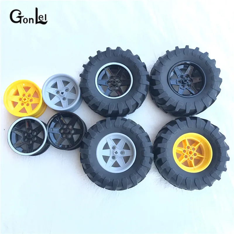 2 шт./лот MOC Technic Wheel 107*44 мм ZR Rim + Tire Hub 23798 15038c05 fit с 42054 строительными блоками