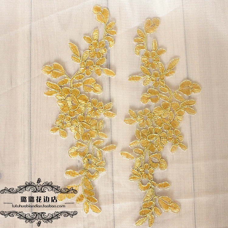 Free Shipping 1 Pair Gold Delicate Wedding Veil Head Ornaments Lace