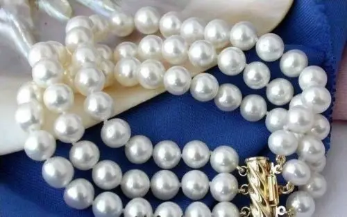 

Shipping >>>> triple strands 9-10mm south sea white pearl bracelet 7.5-8" 14K gold clasp