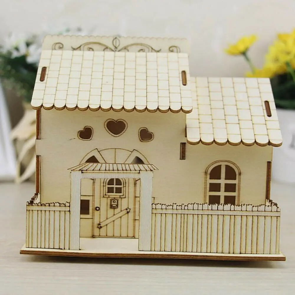 1 шт. Houten Villa Geld сберегающая монетная коробка Huis Bank met Nachtlampje voor Kinderen Speelgoed