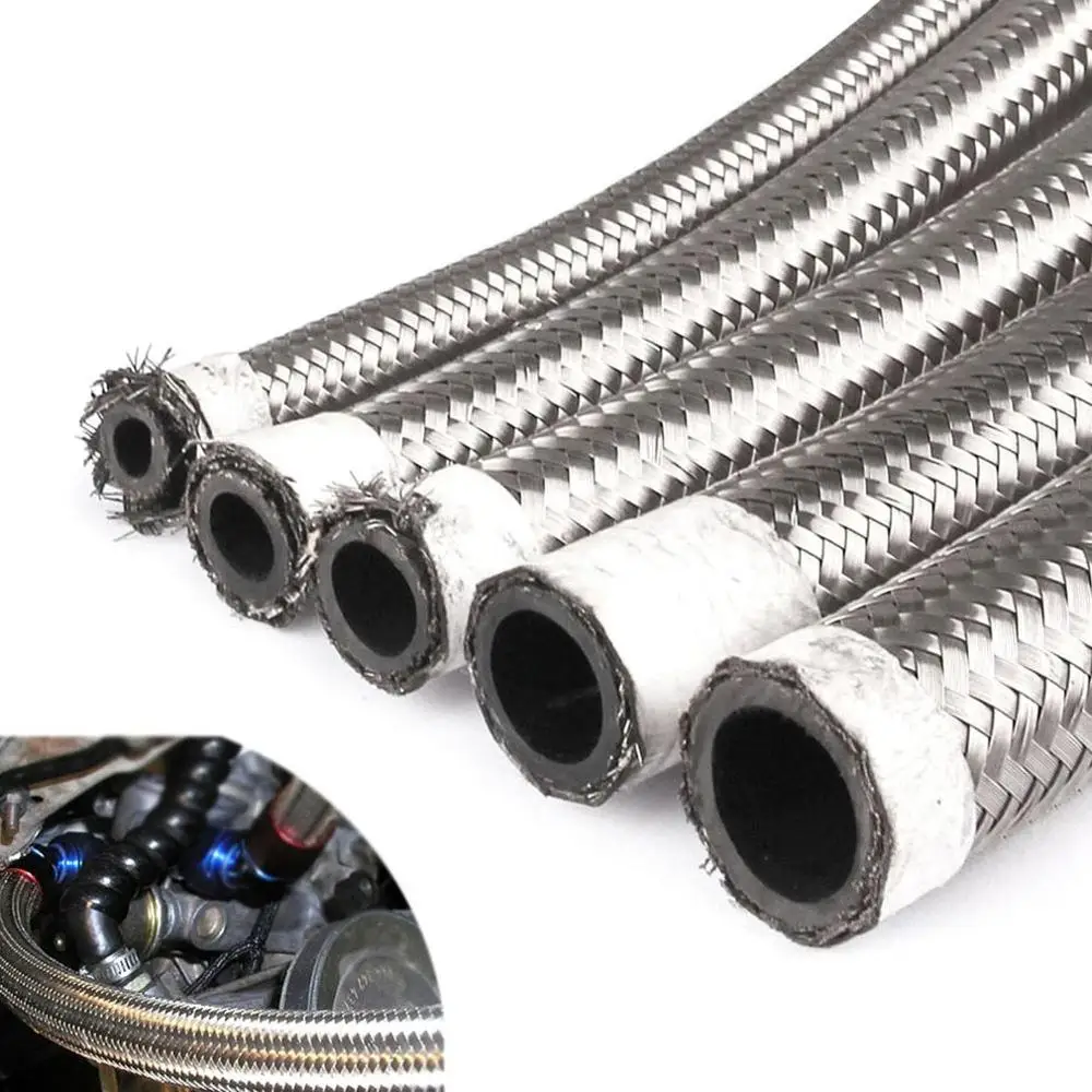 

Car Modification Parts Stainless Steel Universal Tubing Double Braided Fuel Pipe Turbine Oil Cold Hose