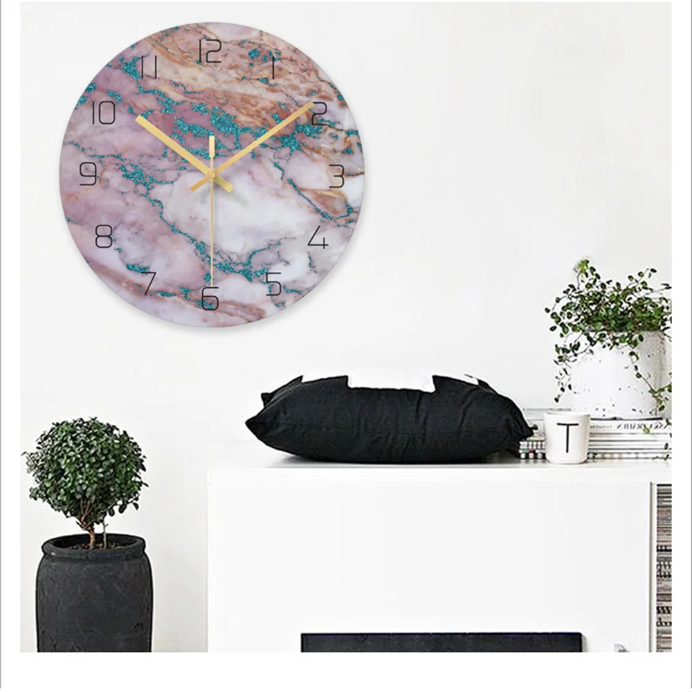 1 шт., скандинавские мраморные настенные часы, современный минималистичный стиль, для спальни, художественные часы, персональные, креативные, для гостиной, модные настенные часы