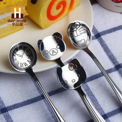 

304 Stainless Steel Coffee Spoon Stirring Spoon Tea Spoon Cute Cartoon Cat Hello Kitty Scoop Doraemon Clock Time Rilakkuma Bear