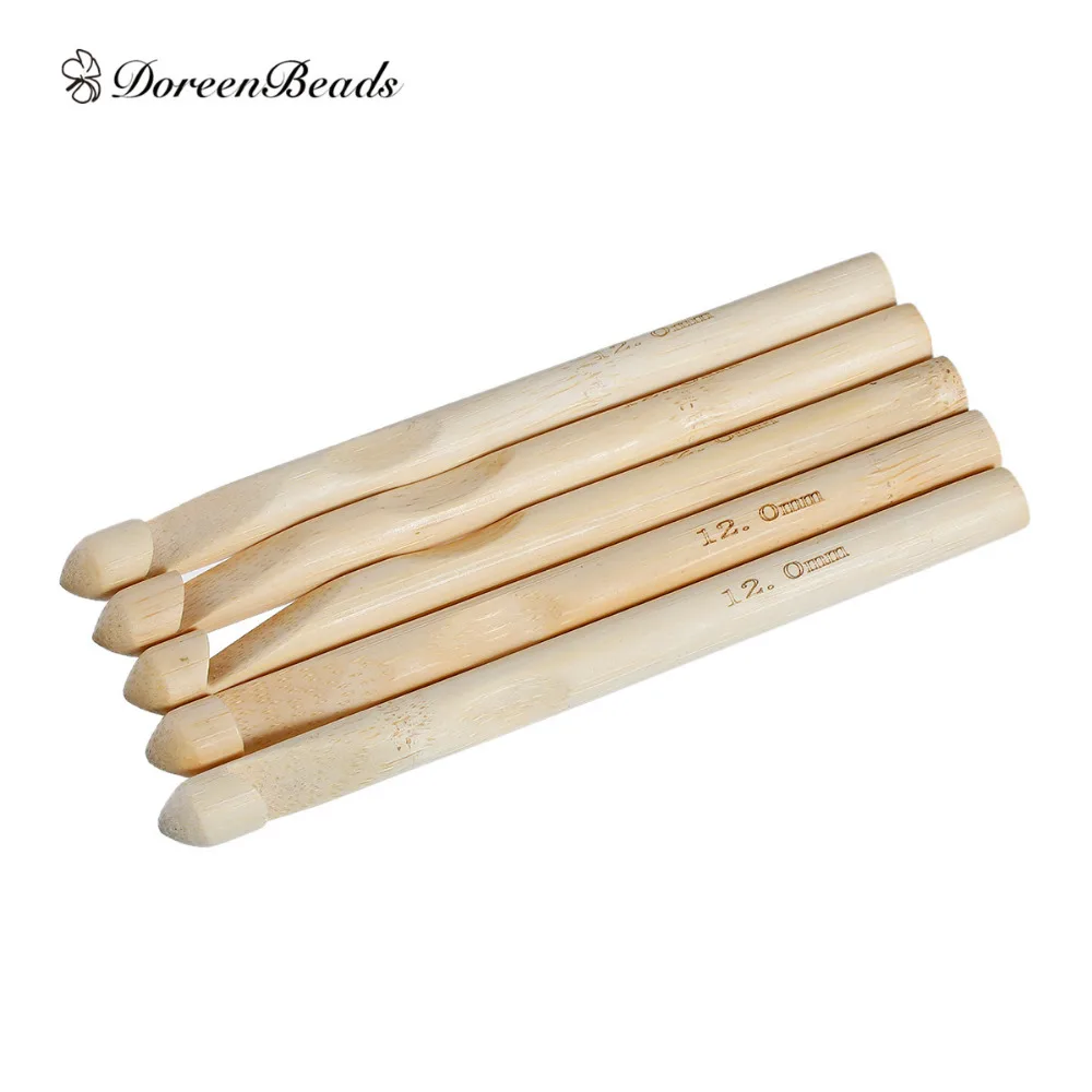

DoreenBeads Natural Bamboo Crochet Hook Knitting Needles DIY Crafts Accessories 12mm 15cm(5 7/8") long, 5 PCs