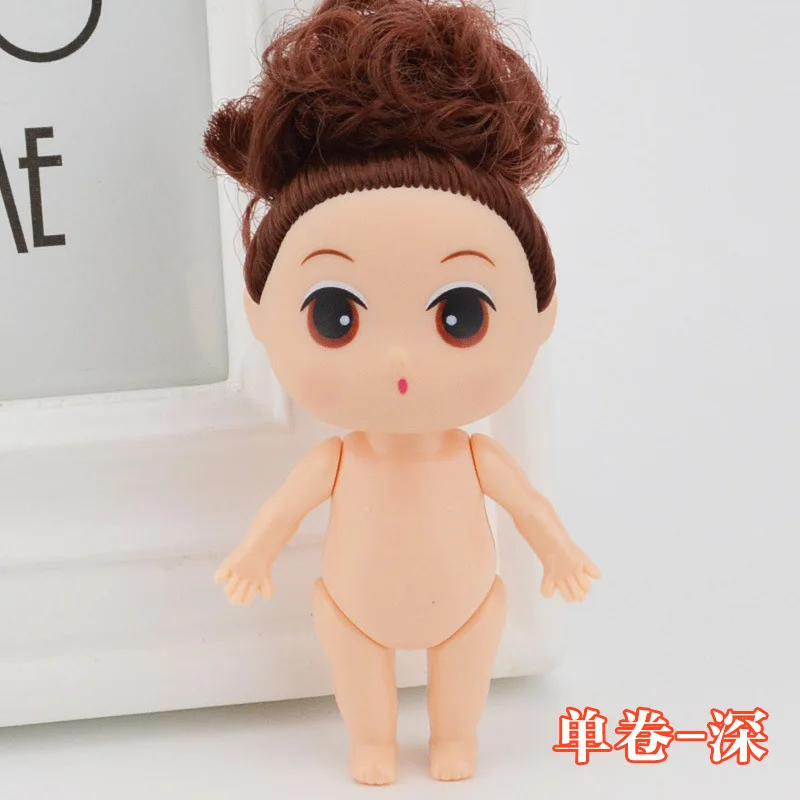 9cm Doll for Mini Ddung Dolls with Brown Bun Hair Baking Mold Dolls Girl !! 