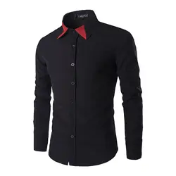 Новые Брендовые однотонные Цвет CHEMISE Homme Для мужчин рубашка Camisas Hombre Повседневное Camisa masculina рубашка с длинными рукавами Slim Fit Для мужчин