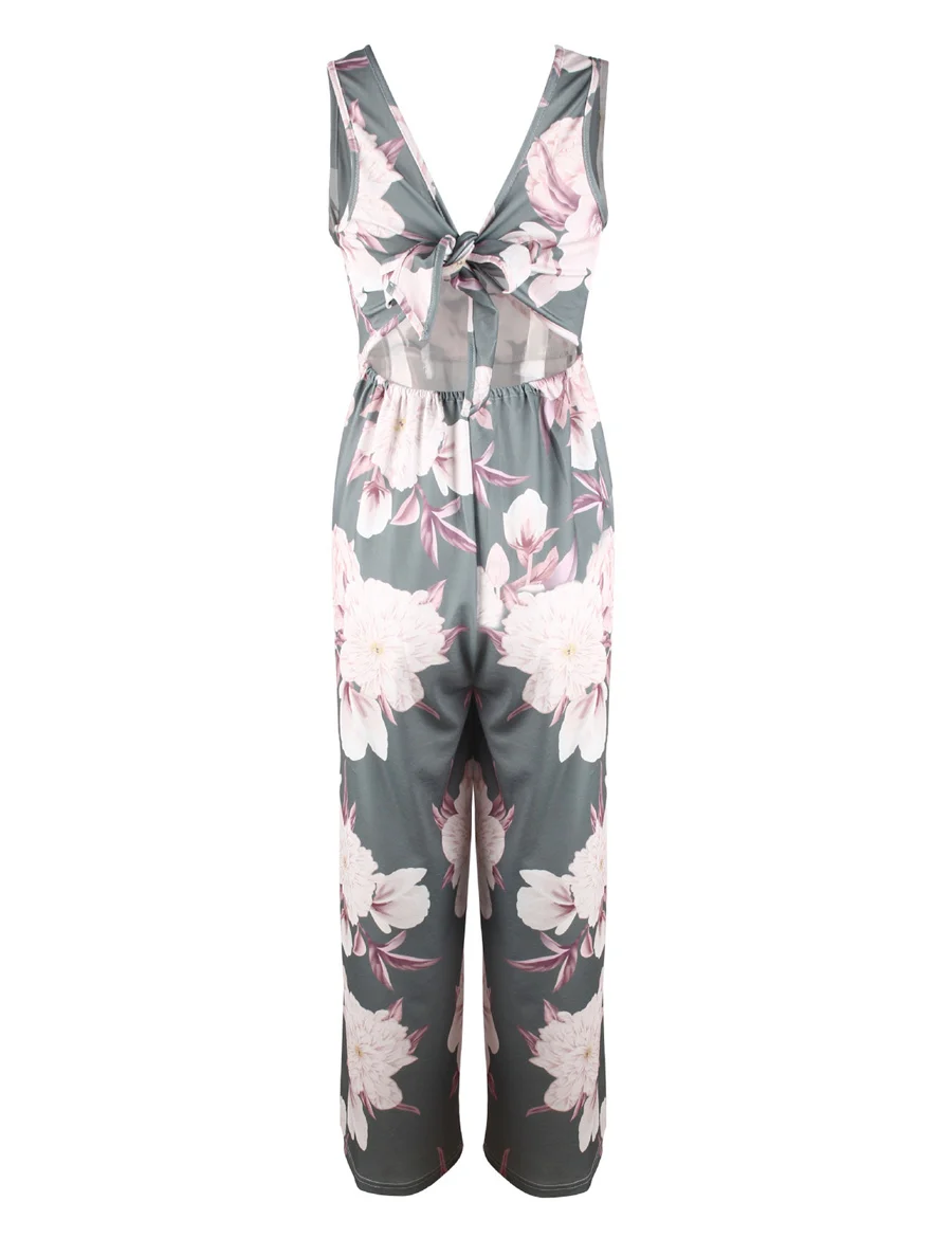 Gladiolus Hot Summer Jumpsuit Women 2019 V Neck Floral Print Split Long Pants Beach Sexy Jumpsuits 2019 Rompers Womens Jumpsuit (40)