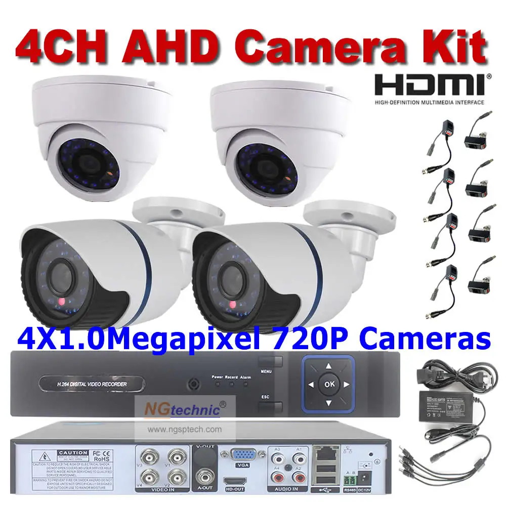 AHD 720P CCTV System 1.0MP IR Security Cameras 720P Waterproof + Video Recorder 4CH Audio HDMI Motion Detection CCTV AHD System