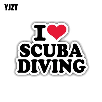 

YJZT 12.7CM*8.9CM Fashion I Love Scuba Diving PVC Motorcycle Car Sticker 11-00446