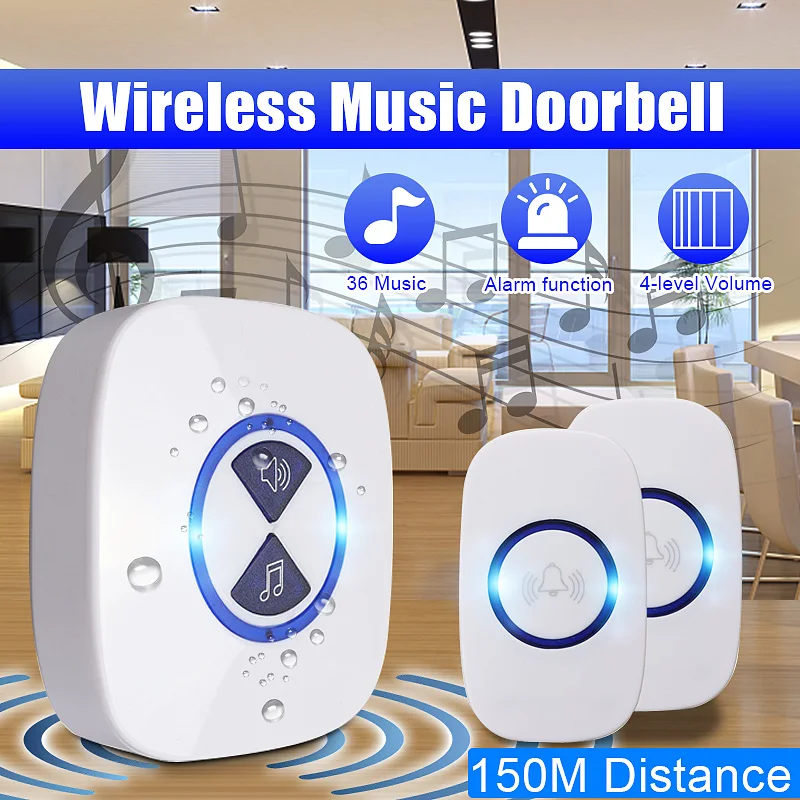 

Safurance New Home Welcome Doorbell Intelligent Wireless Doorbell Waterproof 150M Remote Smart Door Bell 36 songs