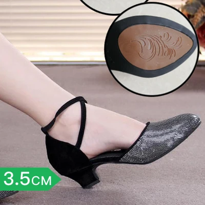 New Latin Dance Shoes for Women/Ladies/Girls/5 Colors/Tango Pole Ballroom Dancing Shoes Heeled 3.5CM And 5CM - Цвет: Black3.5