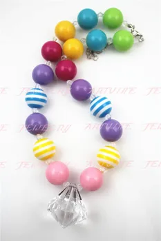 

10Pcs Lots White Water Drop Colorful new Chunky Bubblegum mixed cane beads kids lovely pandent necklace acrylic CB006