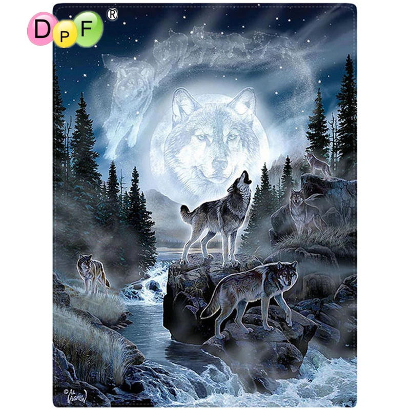 

DPF DIY Mountain wolf 5D square diamond painting cross stitch crafts diamond embroidery wall painting home decor mosaic
