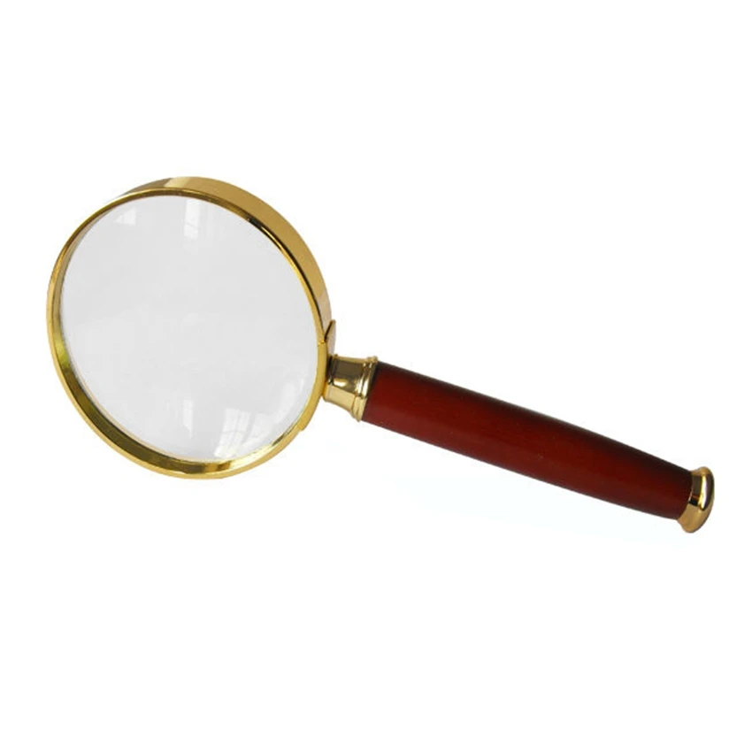 

6X 50mm Zinc Alloy Metal Magnifier with Wooden Handle for Reading Low Vision