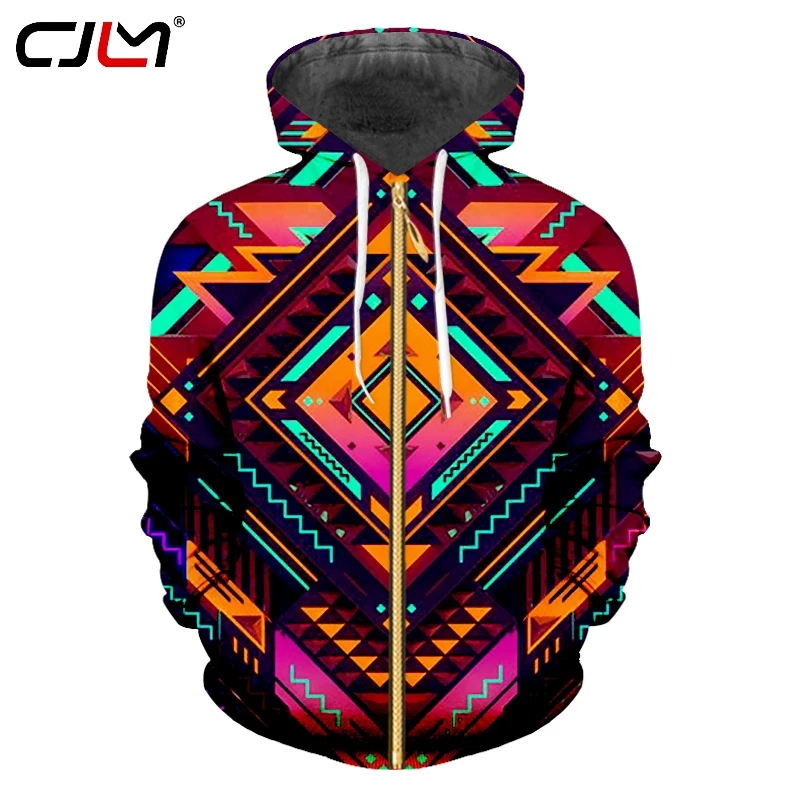 

CJLM Colored Polygon Man On Sale Zip Hoodies 3D Printed Geometric Diamond Chinese Style Large Size Zipper Coat Free Shipping