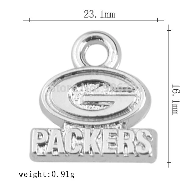 Wholesale 50pcs Rhodium Plated Football Team Logo Sports Green Bay