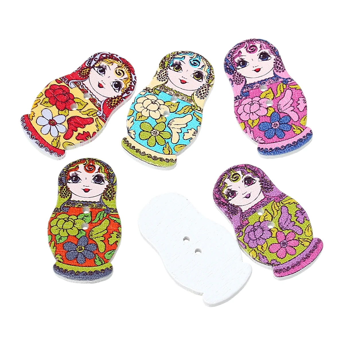 

Wood Sewing Button Scrapbooking Russian Dolls At Random Two Holes 30mm(1 1/8")x 17mm(5/8"),5 PCs 2015 new