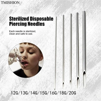 

100pcs Disposable Sterile Body Piercing Needles 12G/13G/14G/15G/16G/18G/20G Piercing Accessories For Navel Nipple Ear Nose Lip