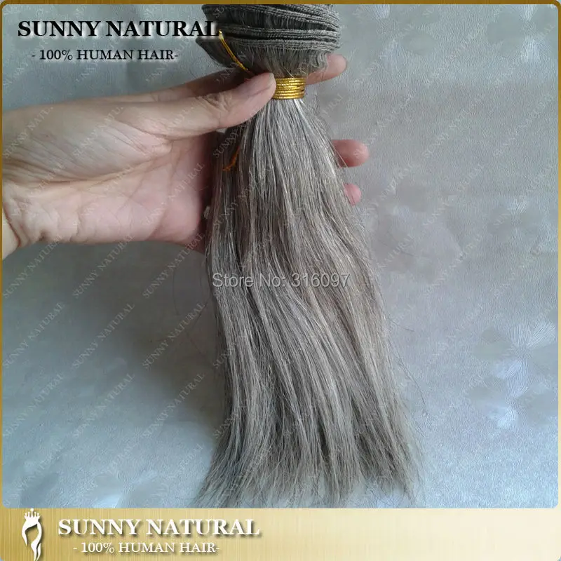 Brazilian Virgin Hair Mixed Grey Human Hair Extension Gray Hair