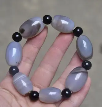 

Natural agatebarrel beads 22X15 MM elastic bracelet chakra energy stone