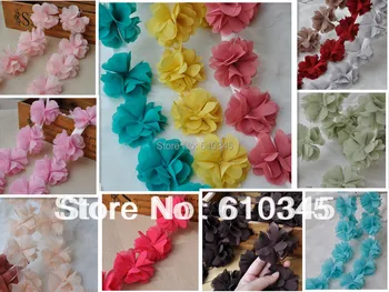 

Free Shipping 2.5" colorful Chiffon Rose Trim,shabby Chiffon Flowers,Hair Accessories Fabric Flower Chiffon Trim 10yards/lot mix