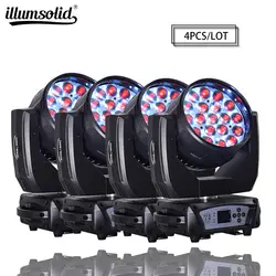 19x15 Вт RGBW 4N1 зум DMX512 светодиодная Двигающаяся головка, пригодна для мытья эффект профессиональное освещение 4 шт./лот