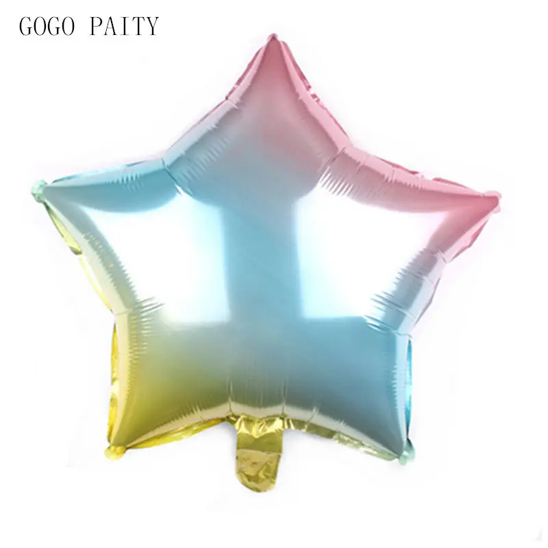 

GOGO PAITY New 18-inch gradient rainbow love pentagram round aluminum balloon balloons holiday party decoration toys