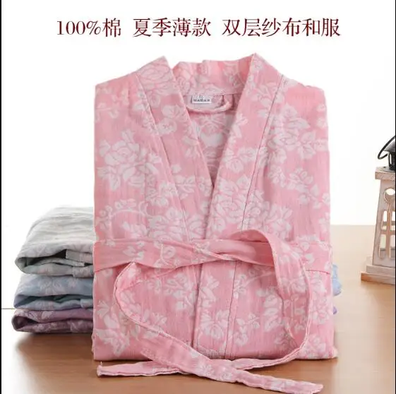 100% Cotton and Gauze Robe Man&Woman long sleeve Bathrobe