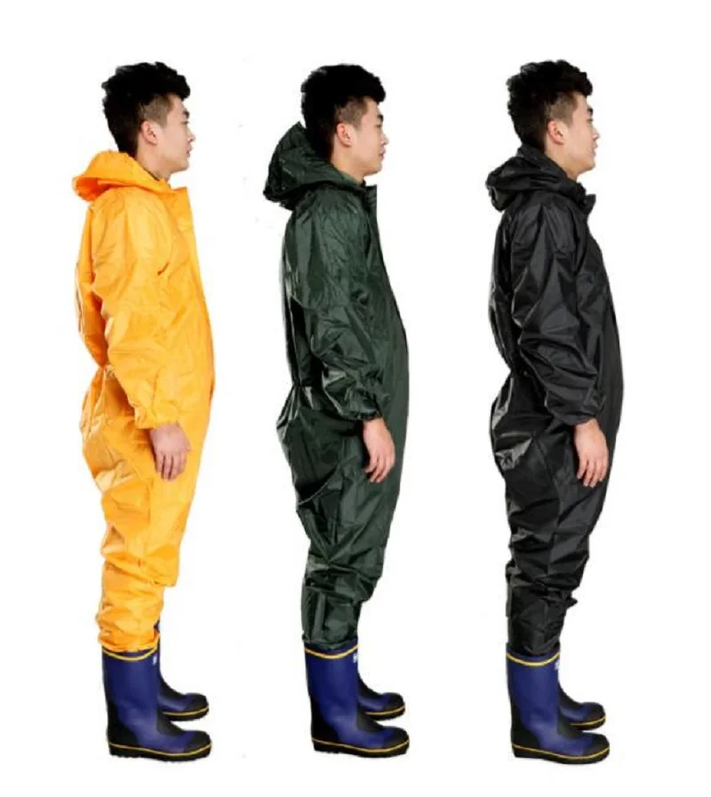 Men Waterproof Overalls Hooded Rain Coveralls Work Clothing Dust-proof Paint Spray Male Raincoat Workwear Safety Suits M-XXXL