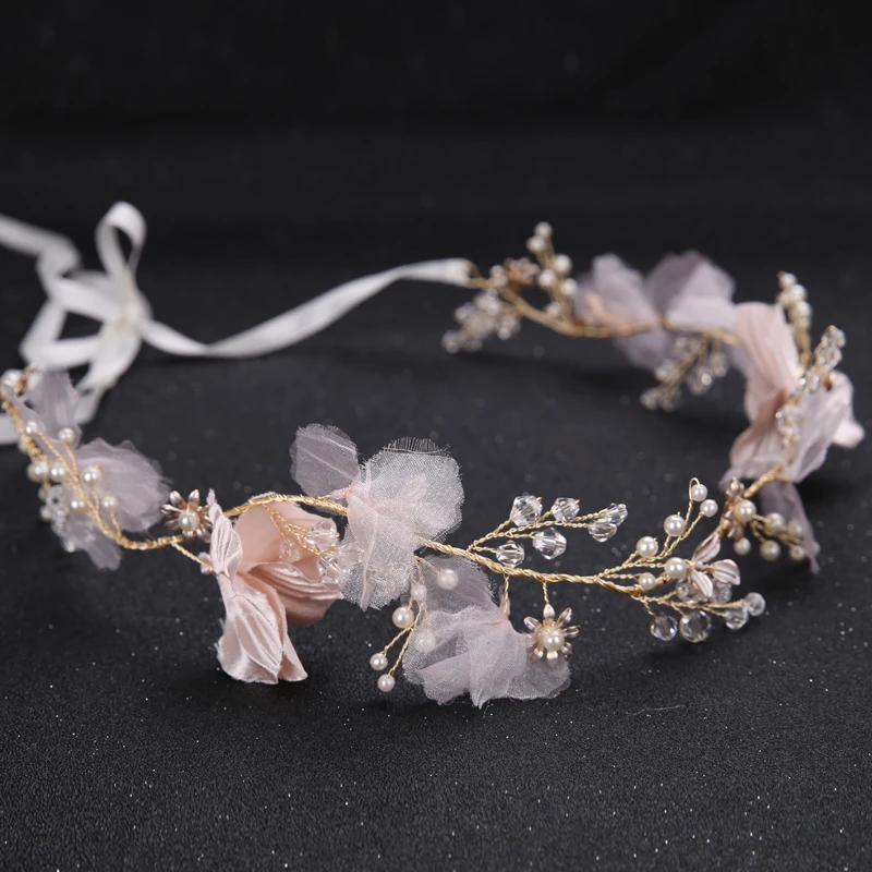 Bride-Headband-Pink-Yarn-Flower-Rhinestone-Pearl-Wedding-Headband-High-Quality-Golden-Copper-Line-Headpiece-Jewelry (1)