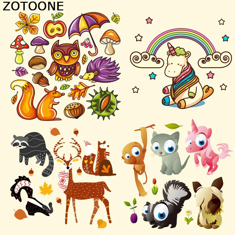 

ZOTOONE Cute Animal Set Iron on Heat Transfer Patches for Kid Clothing Butterfly DIY Stripes Applique T-shirt Custom Sticker E